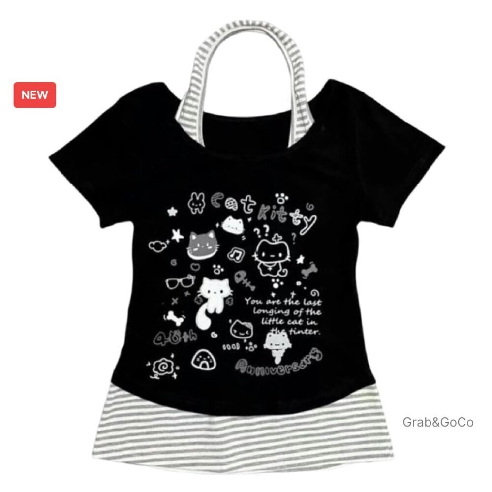 Y2K Graphic Tee Short Sleeve Preppy Harajuku Kawaii Alt Goth Emo